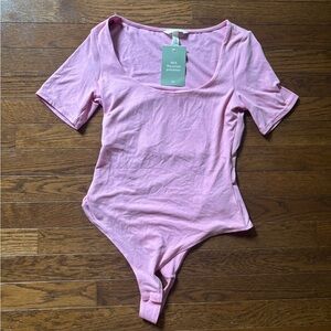 H&M Pink Fitted Short Sleeve Bodysuit